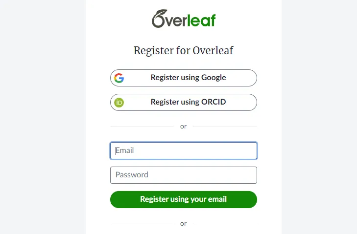 注册 Overleaf