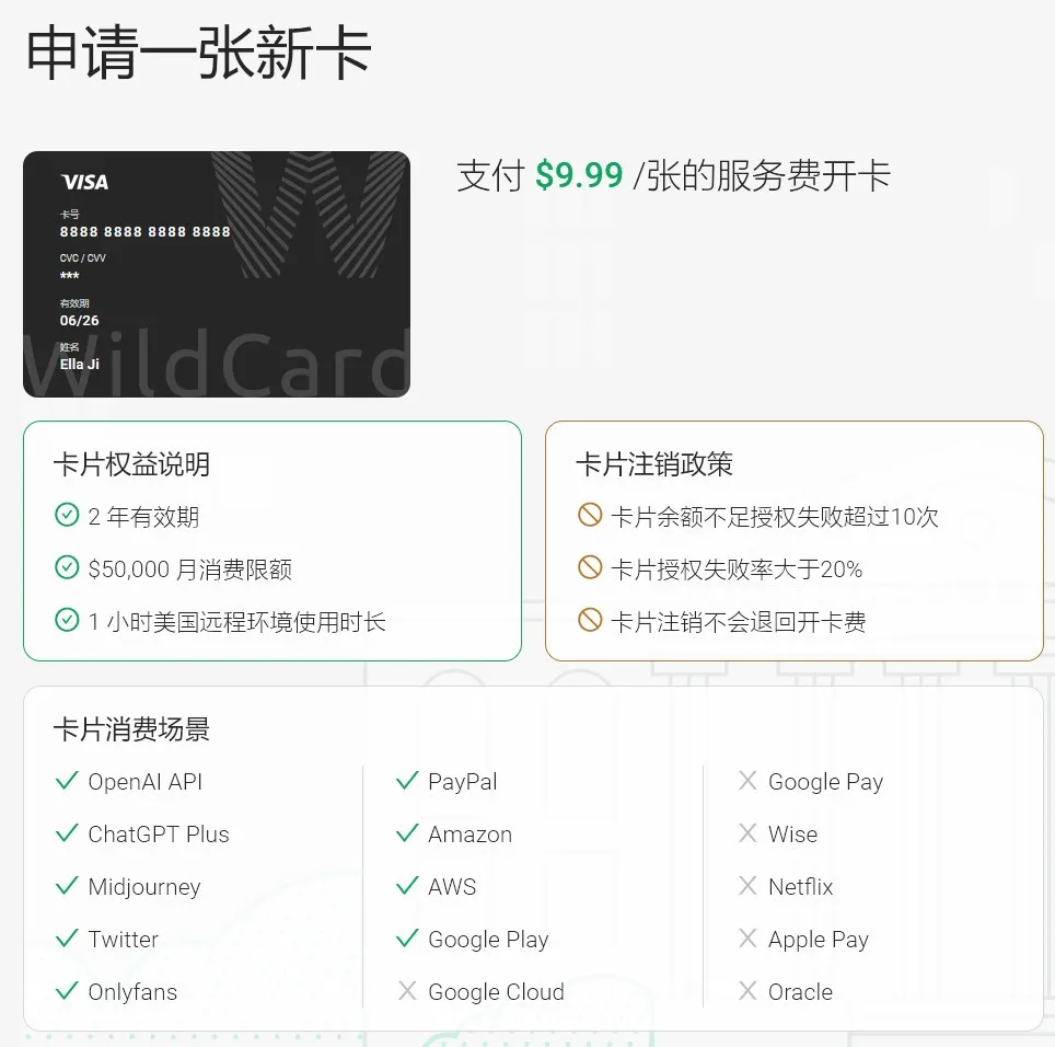 WildCard 虚拟信用卡：高效充值 ChatGPT Plus 会员，畅享 GPT-4 模型！