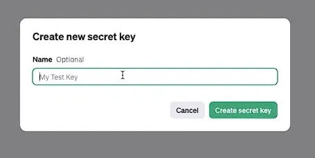 创建 API Key 页面示例