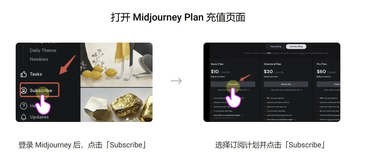 Midjourney Plan 页面