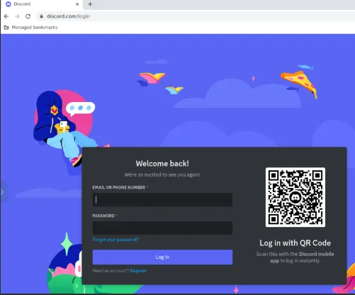 Discord 登录页面